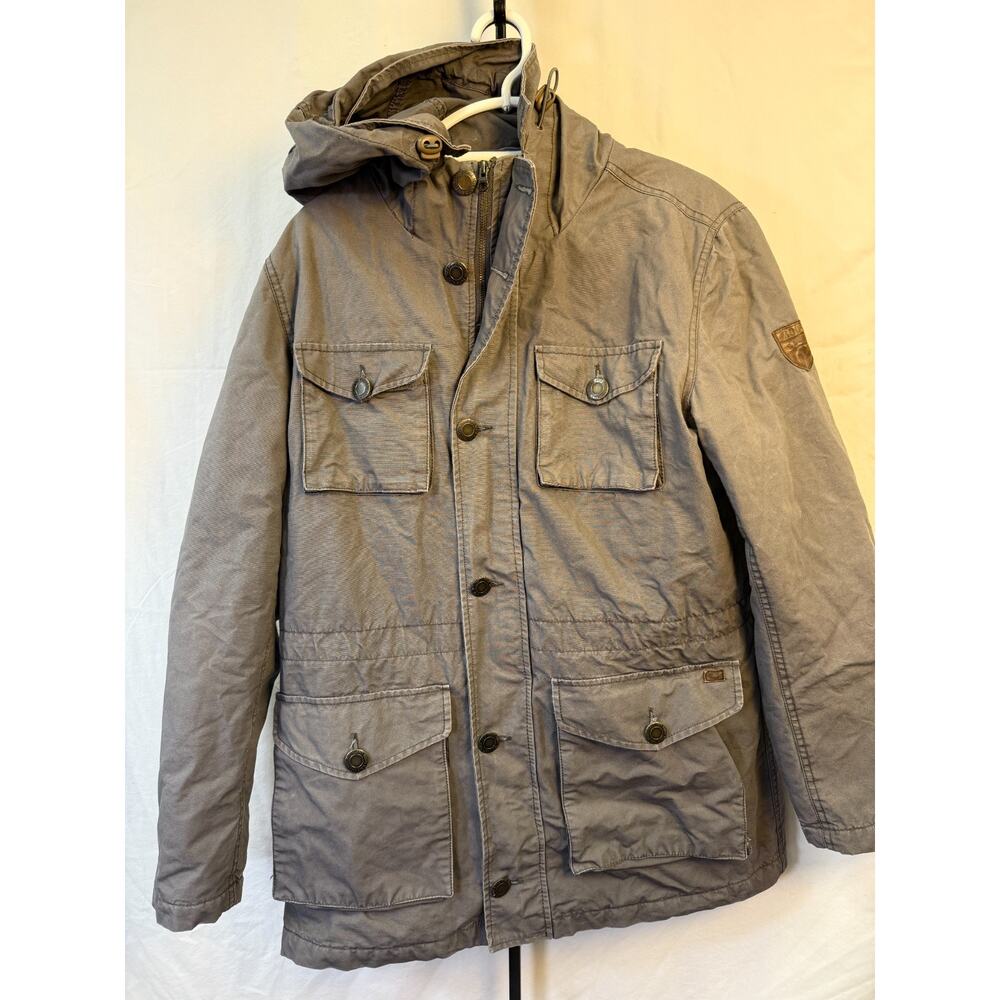 Roots Canada Men's Field Jacket Parka Hooded Utility Coat Gray Size Medium